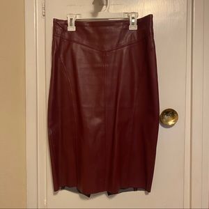 Express Oxblood Faux Leather Pencil Skirt